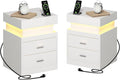 ChooChoo LED Nightstand Set of 2, Smart Night Standwith Charging Station and by ChooChoo