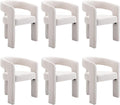 BESTANO Set of 6 Modern Linen Fabric Upholstered Dining Chairs by BESTANO