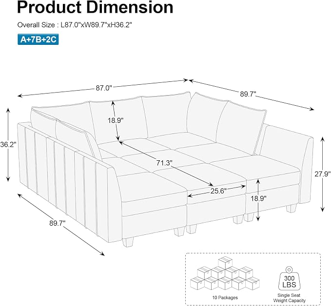 Belffin Large Modular Sectional Sofa Sleeper Couch - Image 2