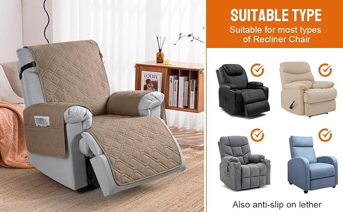 VANSOFY 100% Waterproof Recliner Chair Covers, Recliner Cover Non-Slip Dog - Image 4