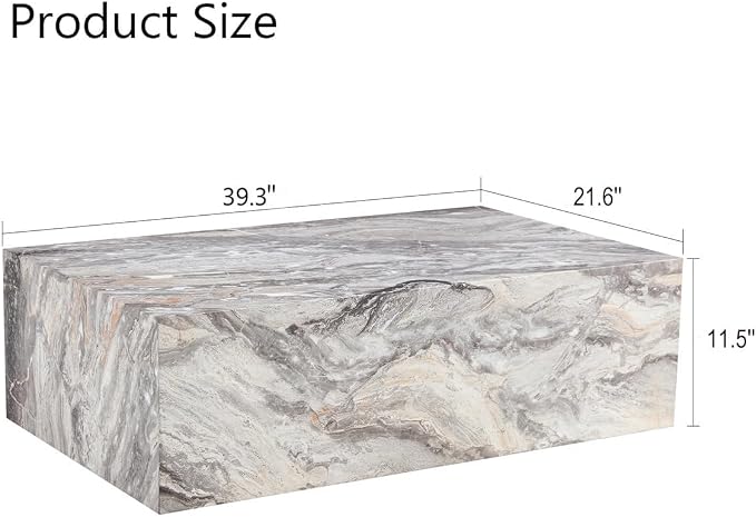 Coffee Table, Modern Faux Marble Living Room Table in Grey - Image 2