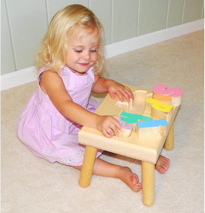 Damhorst Toys Personalized Wooden Child's Name Puzzle Stool Pastel Colors - Image 2