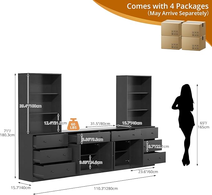 TUSY 71" Large TV Stand Set - Image 2