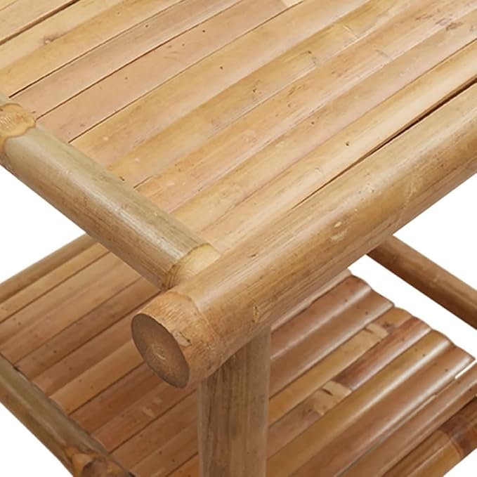 Bamboo Fiber Coffee Table with Storage Shelf, Eco-Friendly Modern Square Design - Image 8