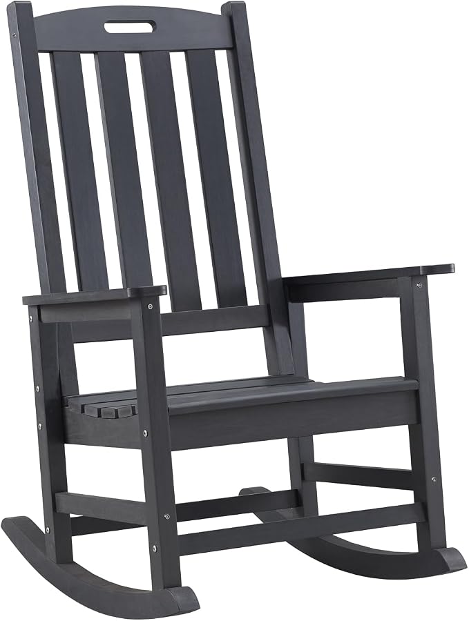 Psilvam Oversized Outdoor Rocking Chair, HDPE Porch Rocker Chairs by PsilvamGardenFurniture