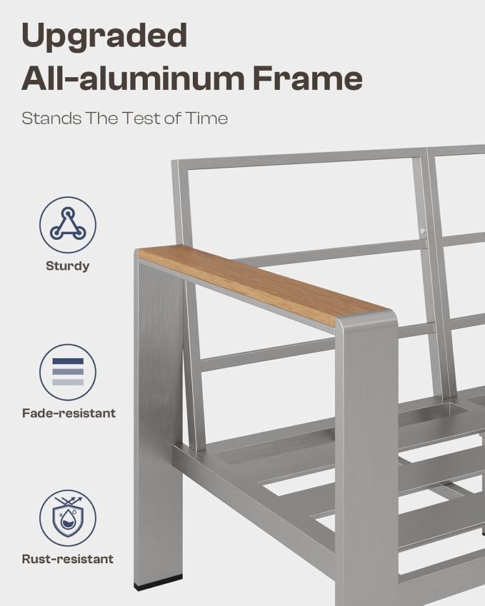 Aluminum Outdoor Sofa Bistro Set, 3 Piece Outdoor Patio Furniture Set - Image 4