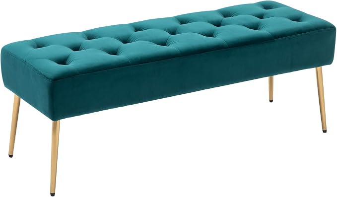 DUHOME Modern Velvet Bench Ottoman, Upholstered Bedroom Benches Footrest Stool by DuhomeElegantLifestyle