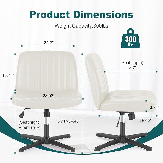 OLIXIS Criss Cross Legged Chairs Armless No Wheels Wide Seat Height Adjustable - Image 2