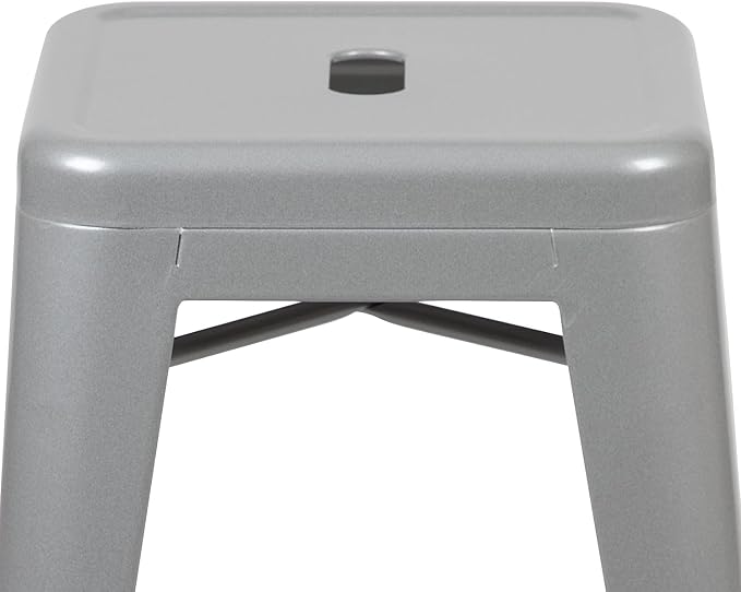 Flash Furniture Lily 24" High Metal Counter-Height, Indoor Bar Stool in Silver - Image 6