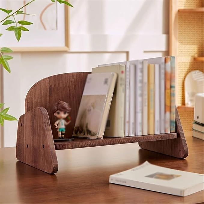 Bookcase Walnut Wooden Sofa Shaped Desk Organiser Organiser Shelf Simple Small - Image 6