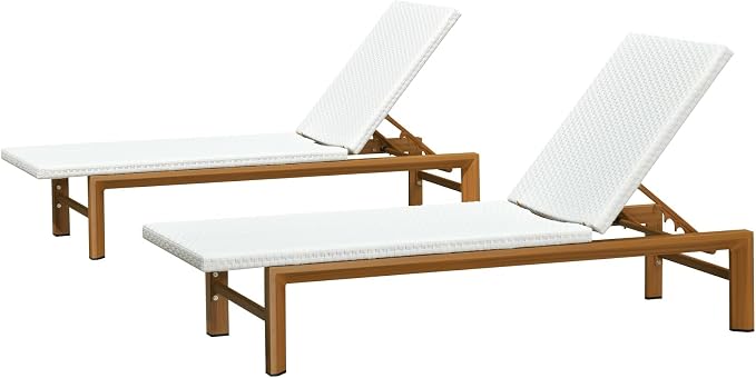 PURPLE LEAF Extra Wide Patio Chaise Lounge Set of 2 Outdoor Lounger French PE - Image 2