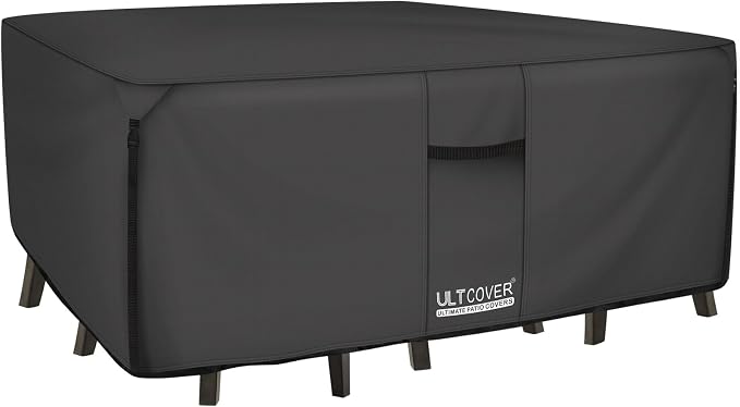 ULTCOVER 600D Tough Canvas Heavy Duty Rectangular Patio Table and Chair Cover by ULTCOVER