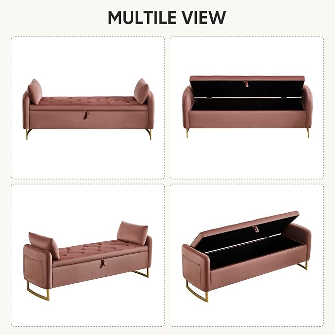 65" End of Bed Storage Bench, Modern Storage Benches - Image 7