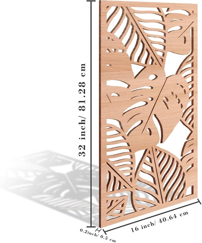IARTTOP Large Wood Tropical Wall Art 15.9X32 Inch Carved Palm Leaves Wall Decor - Image 5