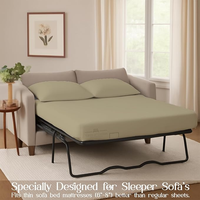 Sleeper Sofa Bed Sheet, 100% Cotton 400 Thread Count, 4 Piece Set, Deep Pocket - Image 3