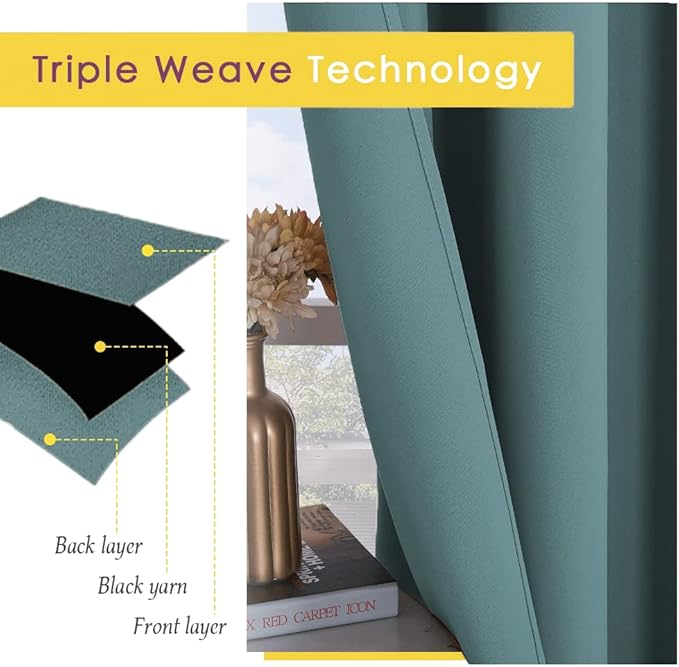 NICETOWN Modern Blackout Curtains Noise Reducing, 2 Panels, W34 x L40 -Inch - Image 4