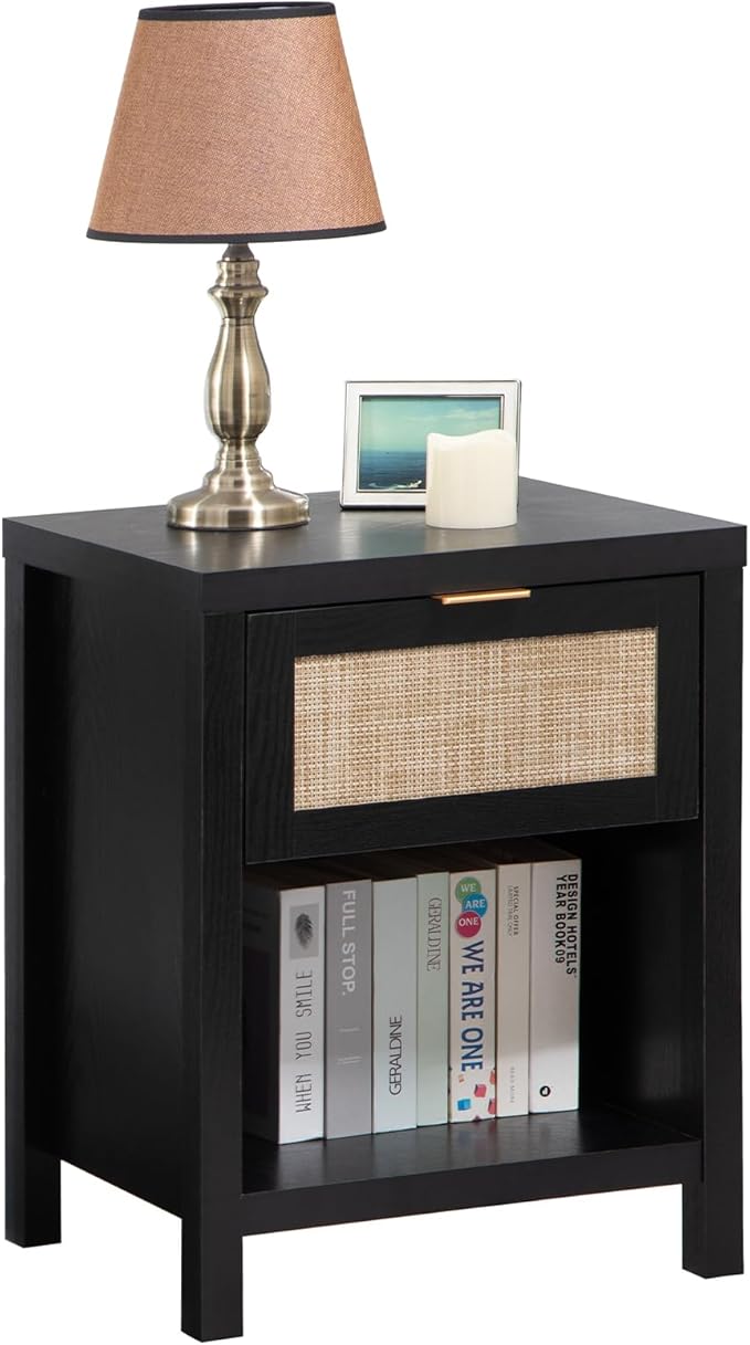 SICOTAS Rattan Nightstand, Farmhouse Night Stands by SICOTAS