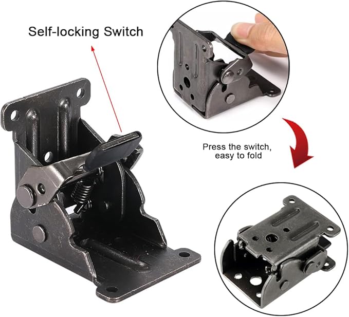 4 Pack Folding Brackets for Table Bed Leg Feet, Self-Lock Hinge Hardware - Image 3