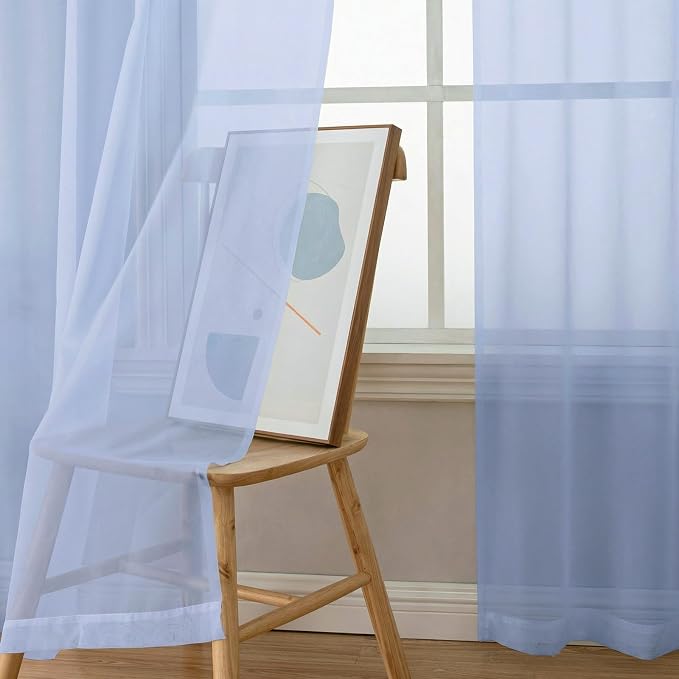 OWENIE Sheer Curtains 72 Inches Long 2 Panels Set, Modern Light Filtering Sheer - Image 5