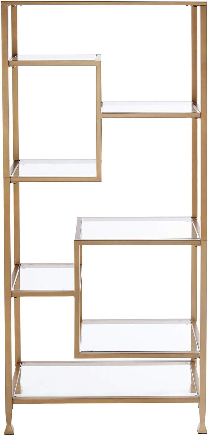 SEI Furniture Jaymes Metal/Glass Asymmetrical Étagère/Bookcase - Image 4
