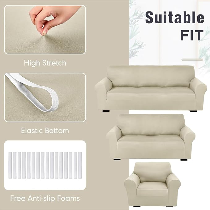 Peryiter 3 Pcs Couch and Loveseat Covers Set Sofa Cover - Image 5