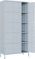 Metal Locker with 15 Doors Employees Locker, Metal Storage Locker with Hooks by Anxxsu