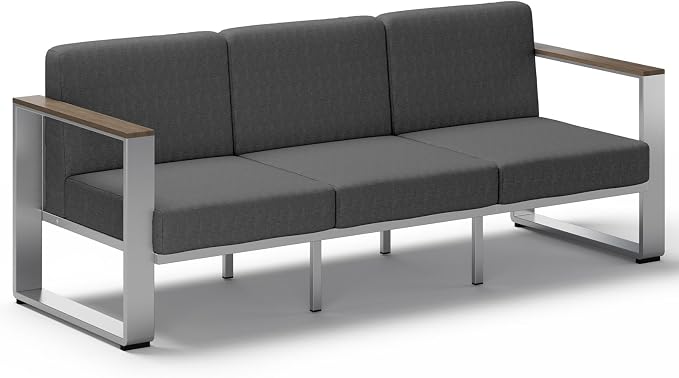 Outdoor Aluminum 3-Seat Sofa, Modern Patio Patio Furniture by ComfCove