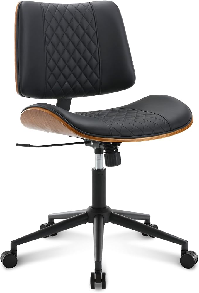 Home Office Chair No Arms with Wheels, Adjustable Height Small Desk Chair - Image 9