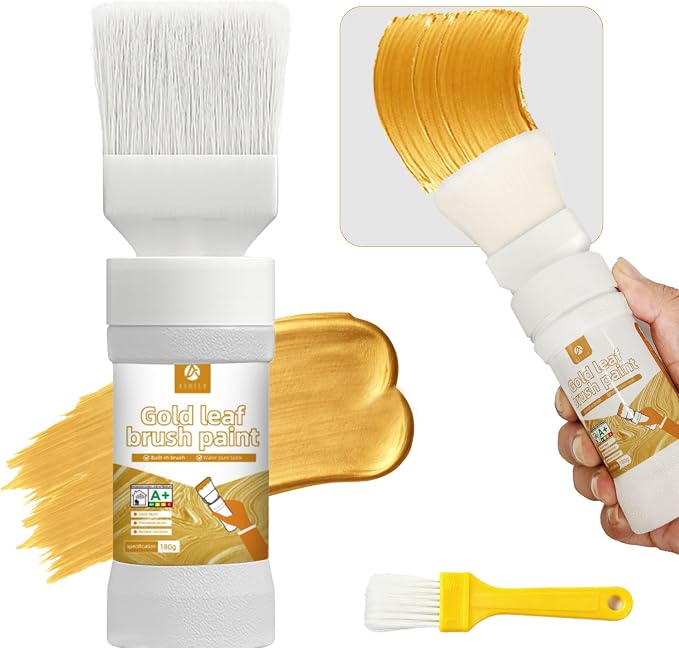 Liquid Gold Paint 6.35 Fl Oz, Non-Fading Gold Paint Finish by Anirun2-in-1PaintBrushRevolution