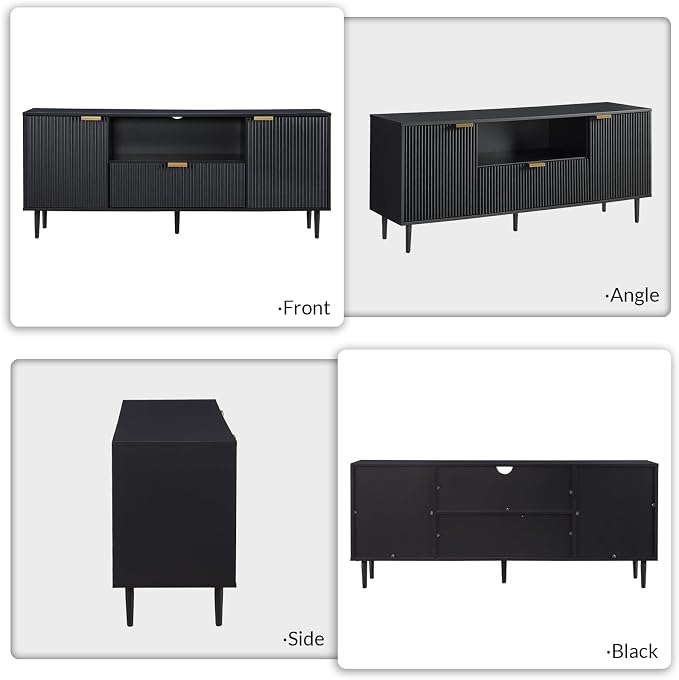 Okvnbjk Black TV Stand for 65 Inch TV, TV Consoles for Living Room, TV Stand - Image 7