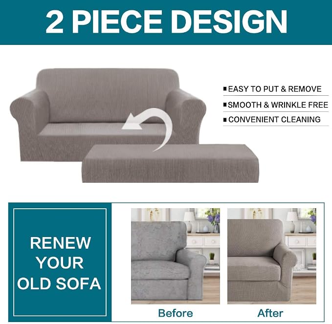 Turquoize Stretch Sofa Slipcover 2 Pieces Sofa Cover Couch Cover - Image 4