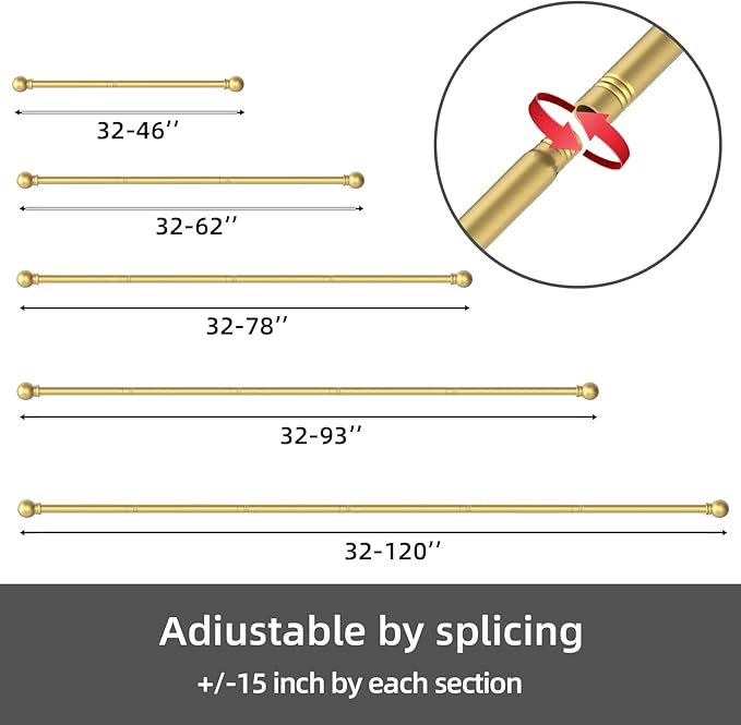 GXOACKJ Curtain Rods for windows 48 to 84-93 inch, 5/8 inch Decorative Gold - Image 6