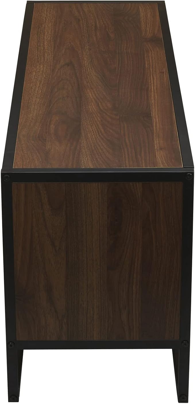 Household Essentials Jamestown Square Cubby TV Stand in Walnut Wood Grain - Image 6