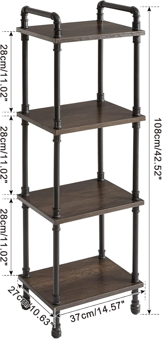 IBUYKE Industrial Pipe Ladder Shelf, 4-Tier Vintage Style Book Shelf, Free - Image 3