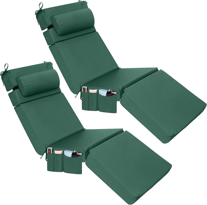 Wenqik 2 Pcs Outdoor Chaise Lounge Cushion by Wenqik