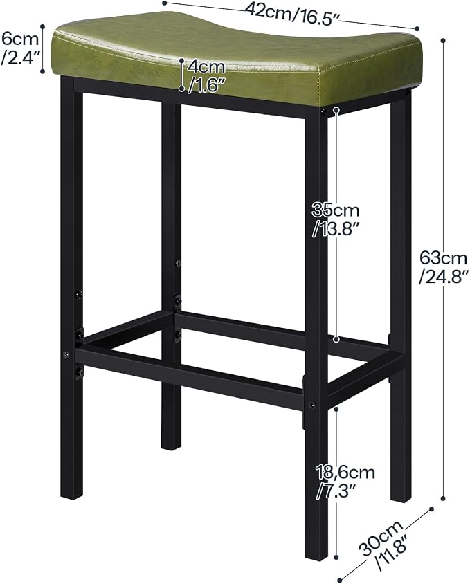 HOOBRO Bar Stools, Counter Height Stools, Saddle Barstools - Image 3