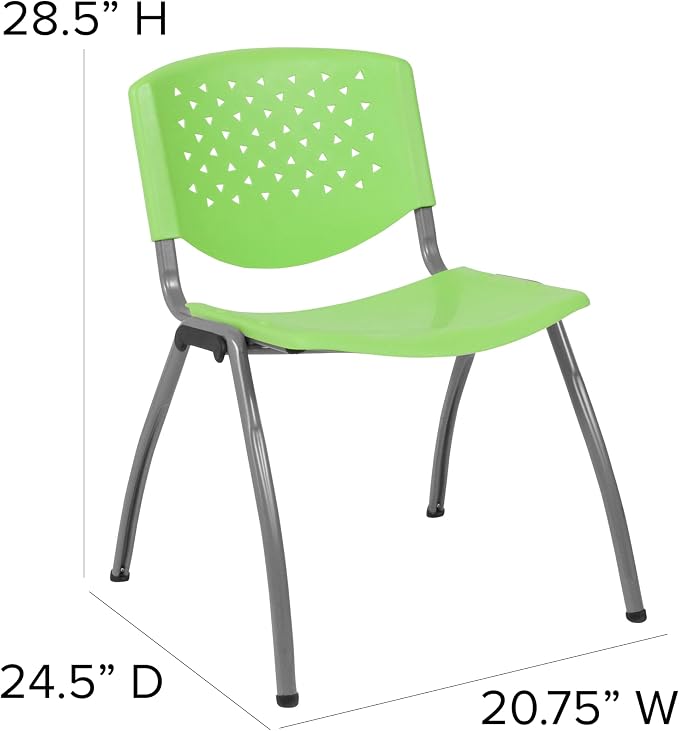 Flash Furniture HERCULES Series 880 lb. Capacity Green Plastic Stack Chair - Image 3