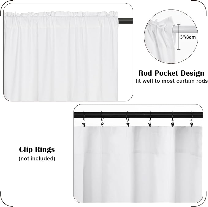 Boho Kitchen Curtains 36 Inch Length, Farmhouse Cotton Linen Tier Curtains - Image 7