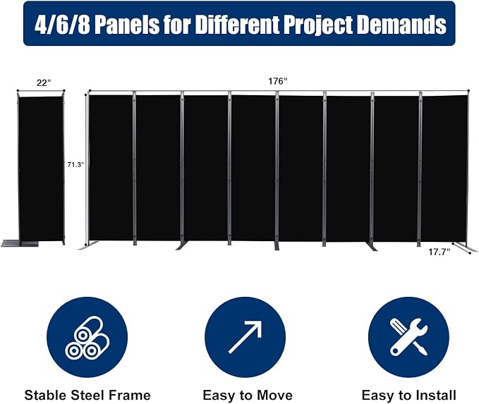 Room Divider 6FT Portable Room Dividers and Folding Privacy Screens, 8 Panel - Image 6