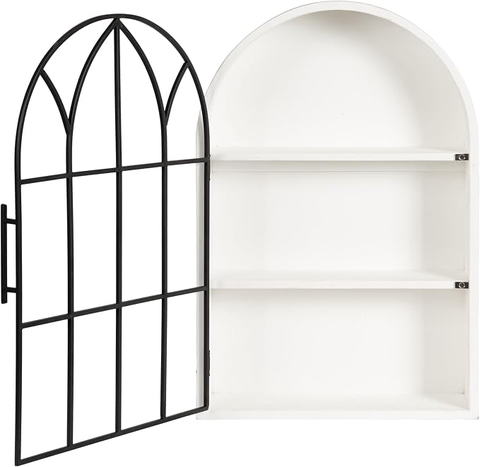 Kate and Laurel Megara Decorative Wooden Hanging Arched Wall Cabinet - Image 9