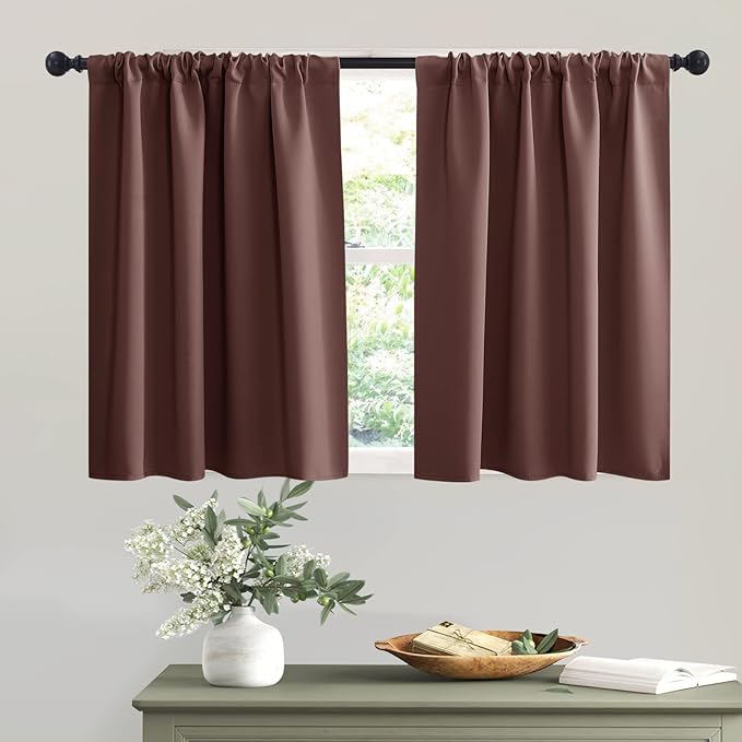 RYB HOME Basement Bathroom Kitchen Cafe Blackout Privacy Curtains, Short by RYBHOME