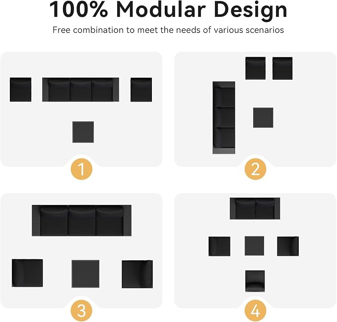 Aoxun Patio Furniture Set, Widen Armrests Wicker Outdoor Sectional - Image 8