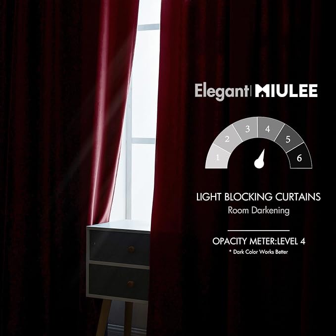 MIULEE Velvet Curtains 90 inches 2 Panels Luxury Blackout Curtains - Image 5