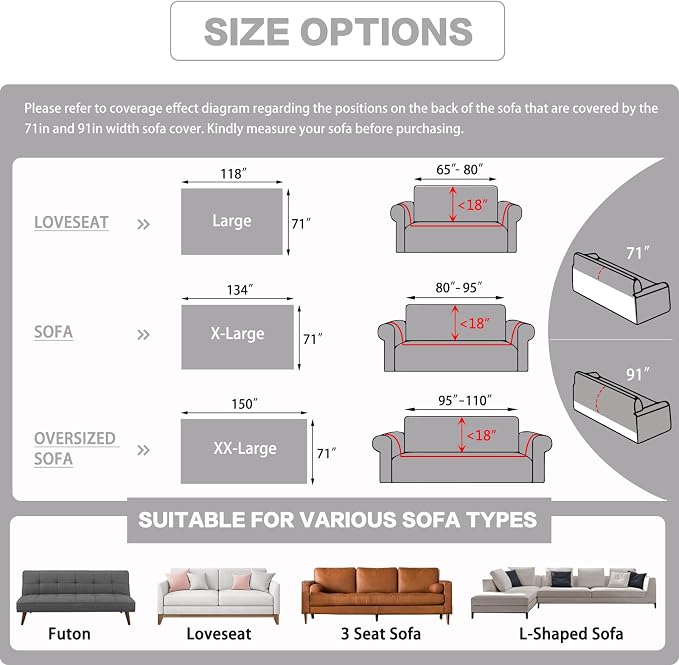 DREAMINGO Sofa Covers Washable Thick Chenille Couch Cover - Image 2
