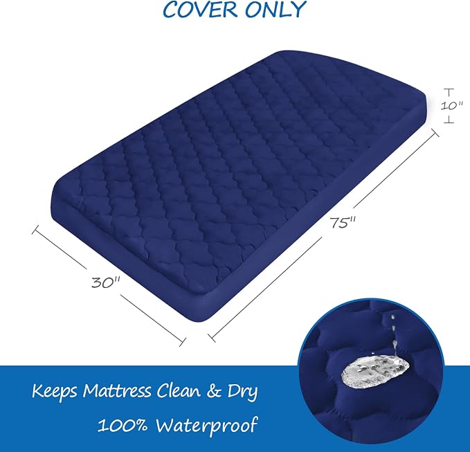 Cot Mattress Pad Protector Waterproof, Quilted Cot Size Mattress Cover 30" X - Image 2