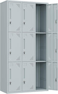 Metal Locker with 9 Doors Employees Locker, Metal Storage Locker with Hooks by Anxxsu