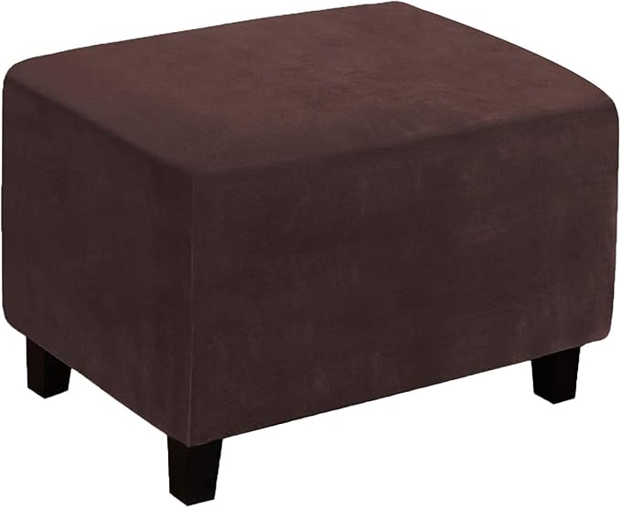 Ottoman Cover, Stretch Rectangle Velvet Ottoman Slipcovers of Foot Stool by LiveGo