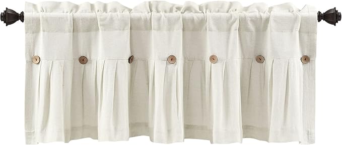 Lush Decor Linen Button Farmhouse Valance Curtians 52"W x 18"L Off White - Image 7