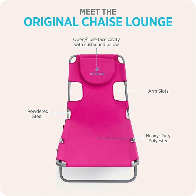 Ostrich the Original Chaise 72 x 22 Inch Lounge Portable Reclining Lounger - Image 6