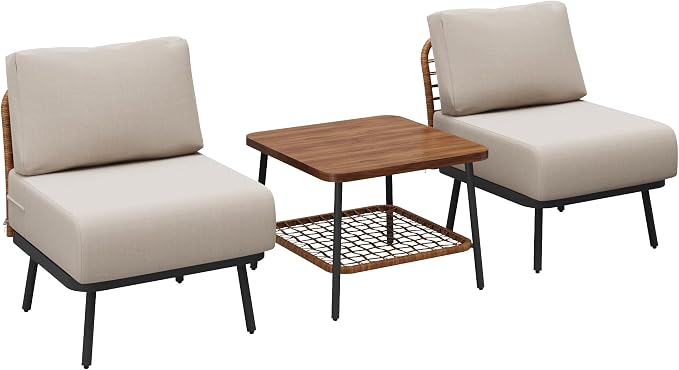 3-Piece Patio Conversation Set, Outdoor Sectional Sofa Wicker Furniture - Image 7